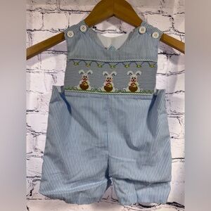 Remember Nyugen Easter Light Blue Overalls with Embroidered Bib